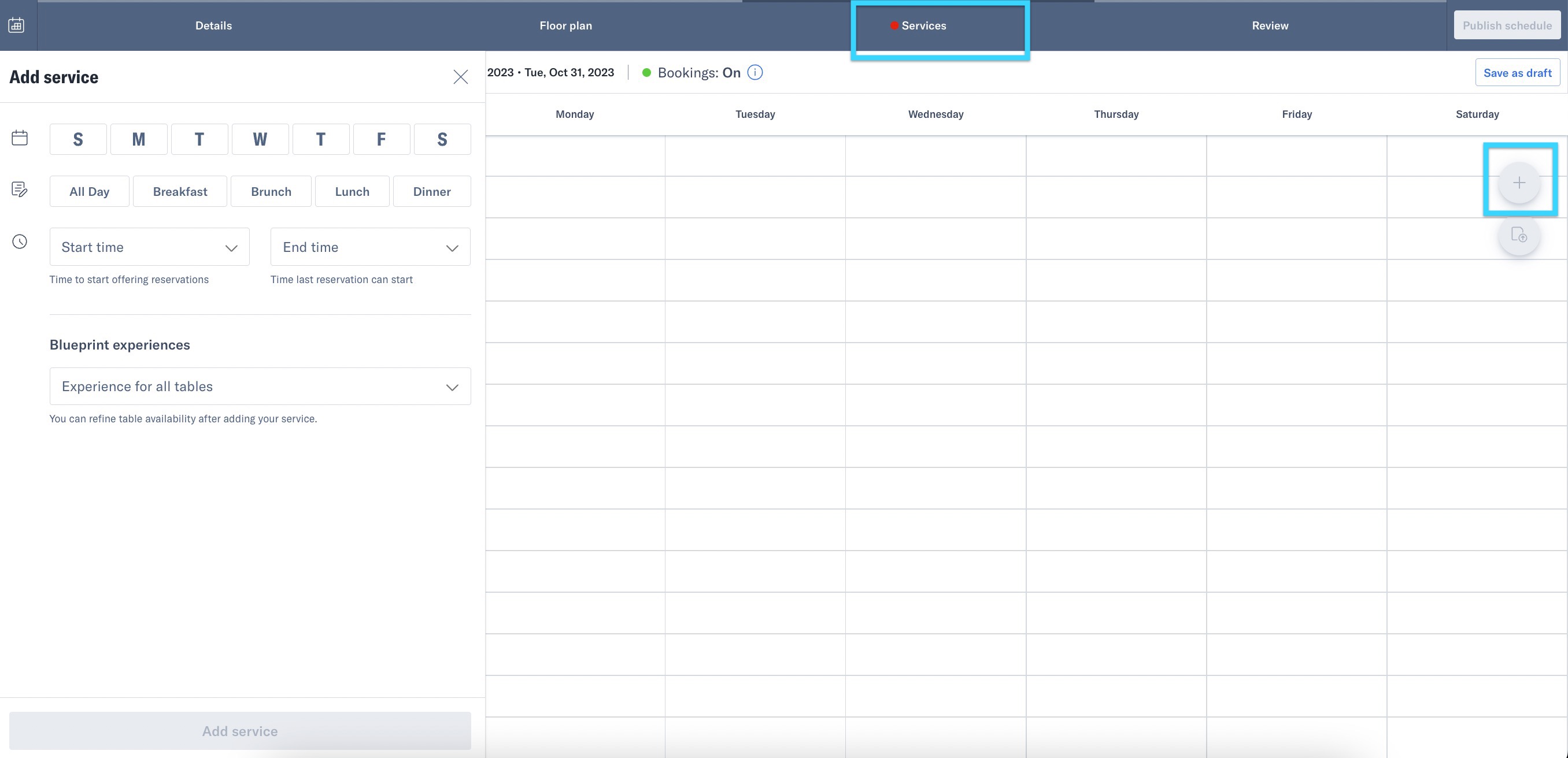 Adding Services to Your Schedule for Availability Planning – Tock