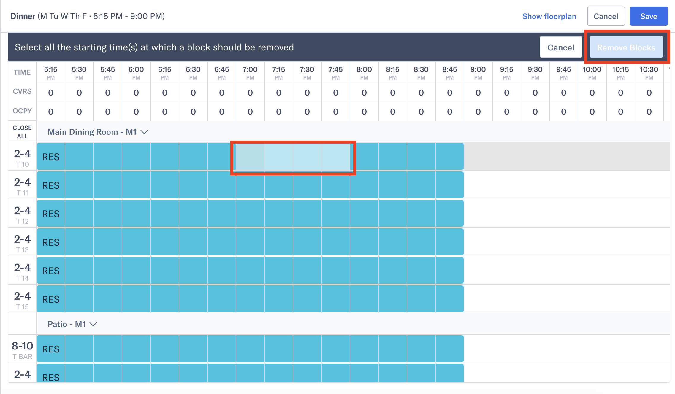 Editing the advanced grid for Availability Planning Tock